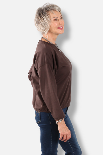 Stretch Terry Sweatshirt - Dark Chocolate
