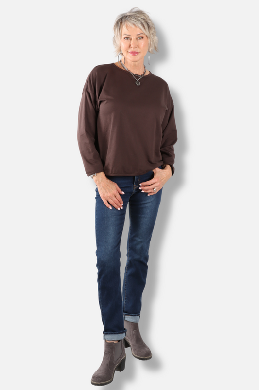 Stretch Terry Sweatshirt - Dark Chocolate