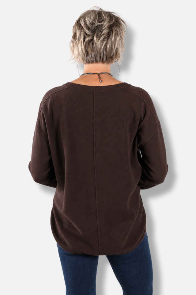 Drop Shoulder Top Plus - Dark Chocolate