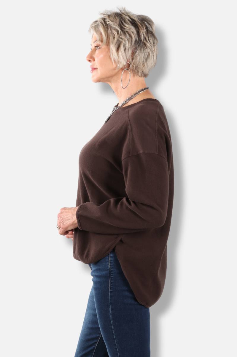 Drop Shoulder Top Plus - Dark Chocolate