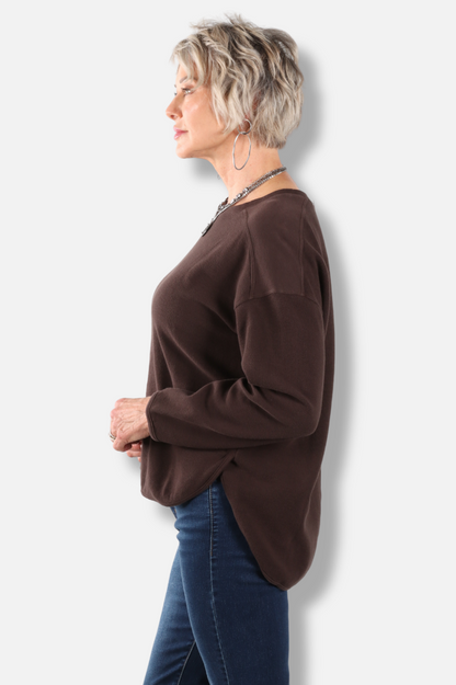 Drop Shoulder Top Plus - Dark Chocolate