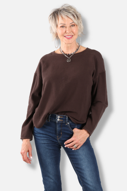 Drop Shoulder Top Plus - Dark Chocolate