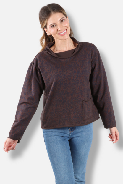 Relax Yoga Top - Dark Chocolate Odyssey Print