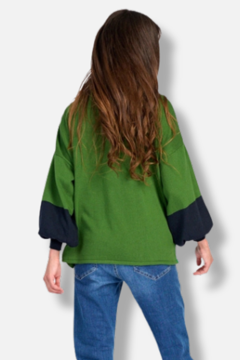 Figgy Puff Sleeve Sweater - Green