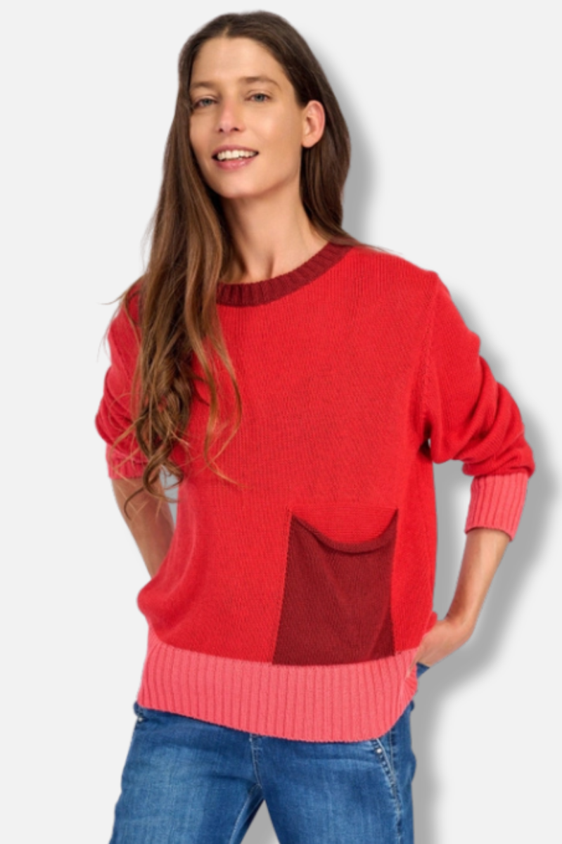 Bauble Pocket Sweater - Red