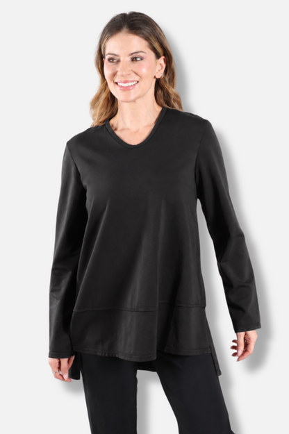 Hi-Low Flounce Tunic Plus - Black