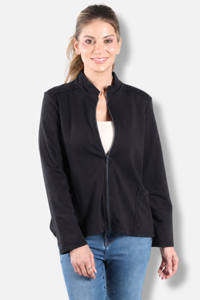 Zip Up Cover Jacket Plus - Black