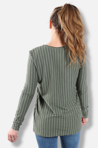 Long Sleeve Crew Plus - Jungle Vertical Stripe Print