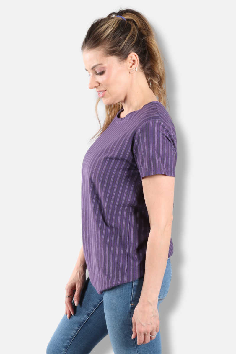 Short Sleeve Crew Plus - Jam Vertical Stripe Print