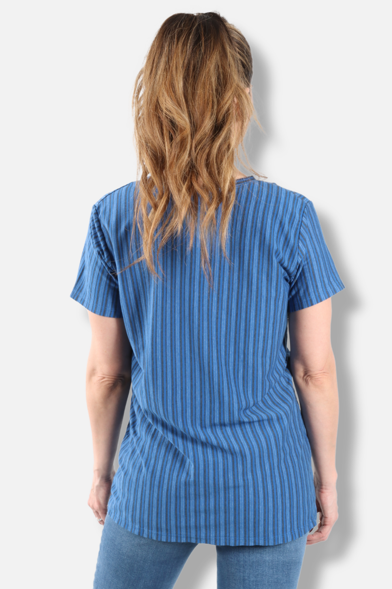 Short Sleeve Crew Plus - Bay Vertical Stripe Print