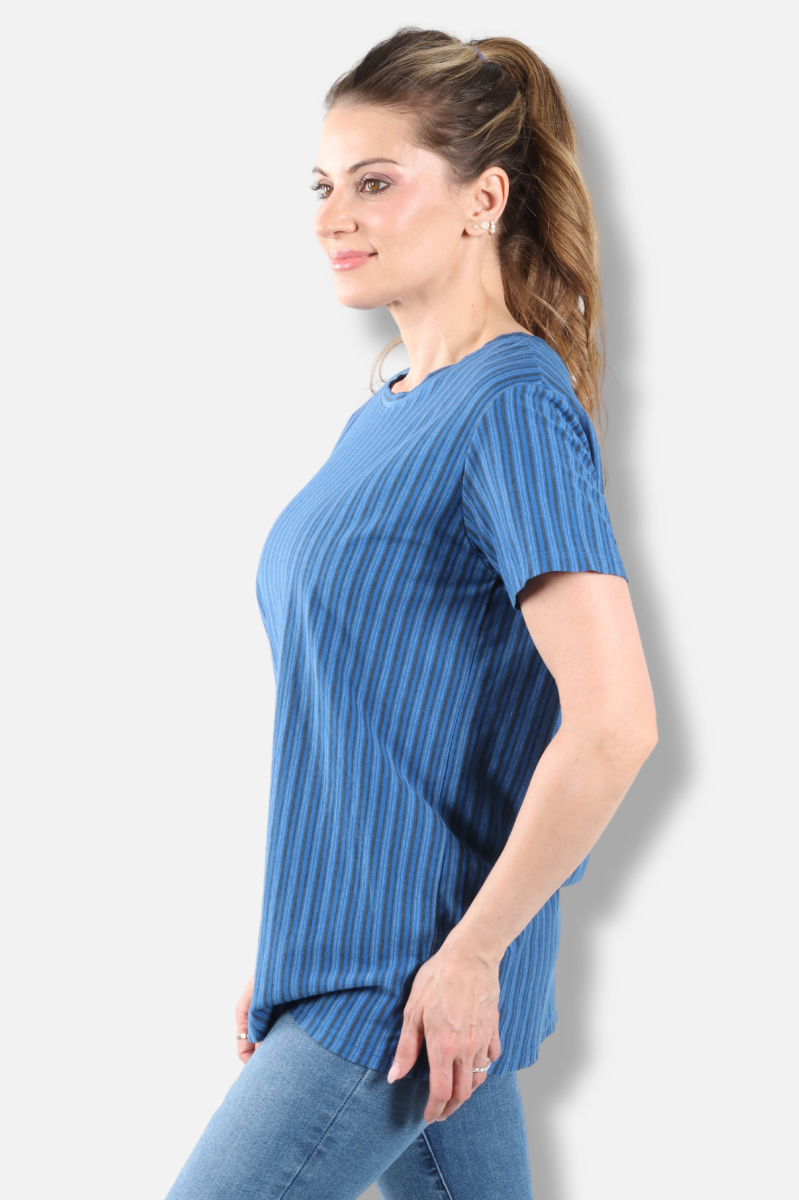 Short Sleeve Crew - Bay Vertical Stripe Print