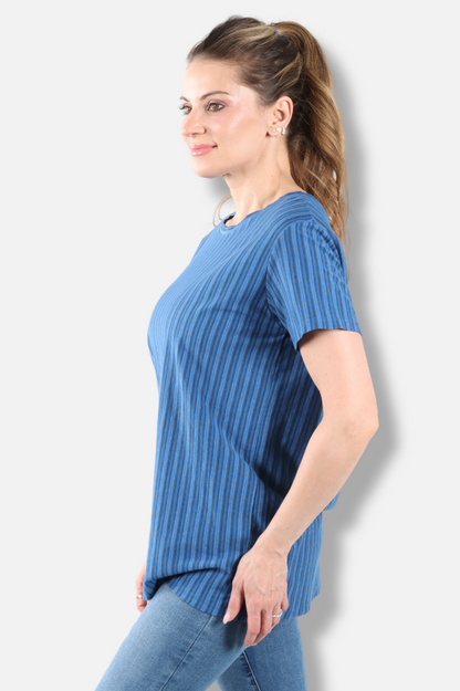 Short Sleeve Crew - Bay Vertical Stripe Print