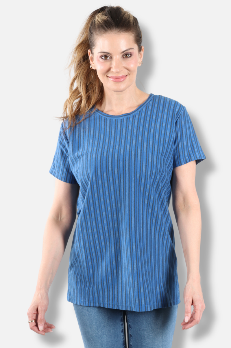 Short Sleeve Crew - Bay Vertical Stripe Print