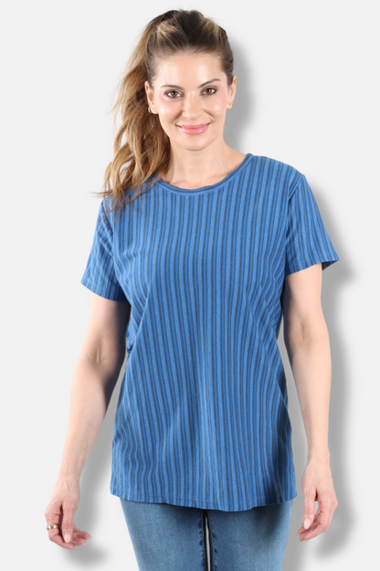 Short Sleeve Crew - Bay Vertical Stripe Print