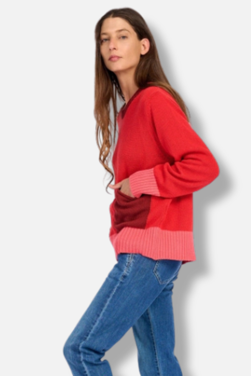 Bauble Pocket Sweater - Red