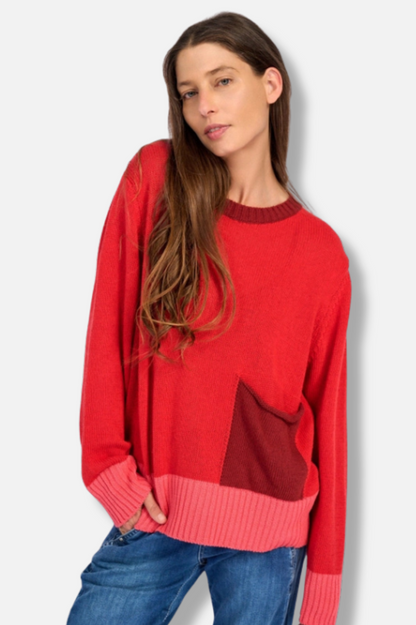Bauble Pocket Sweater - Red
