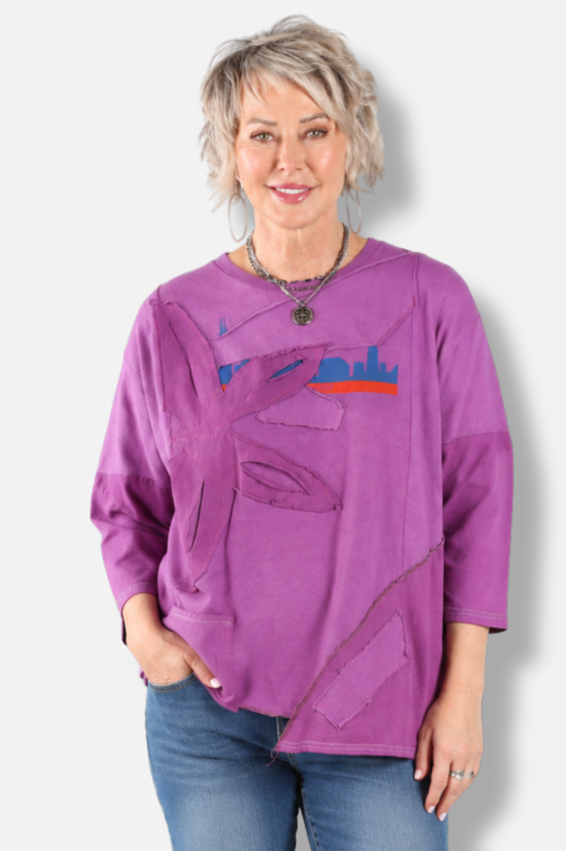 Triangle Floral Tee - Purple #1