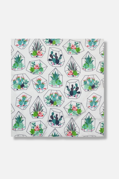 Canary Succulent Silk Square Scarf - White