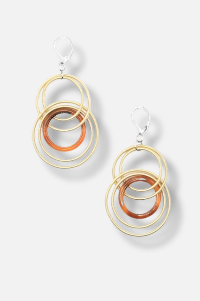 Resin Ring Earring - Gold & Tortoise