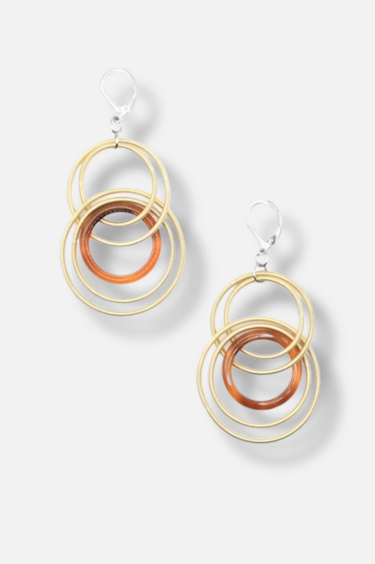 Resin Ring Earring - Gold & Tortoise