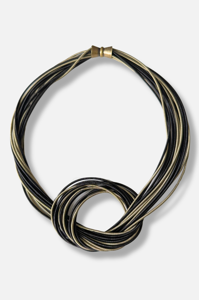 Knotted Necklace - Black & Bronze