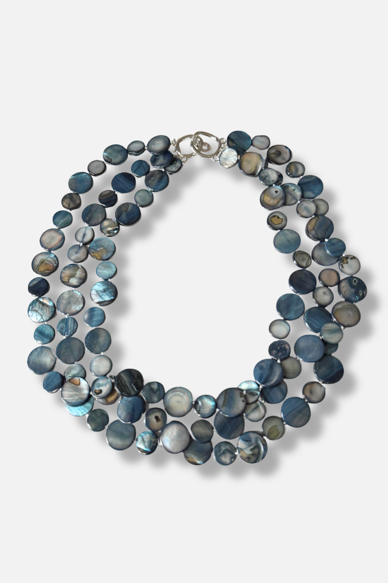 Three Strand Necklace - Black Mother of Pearl