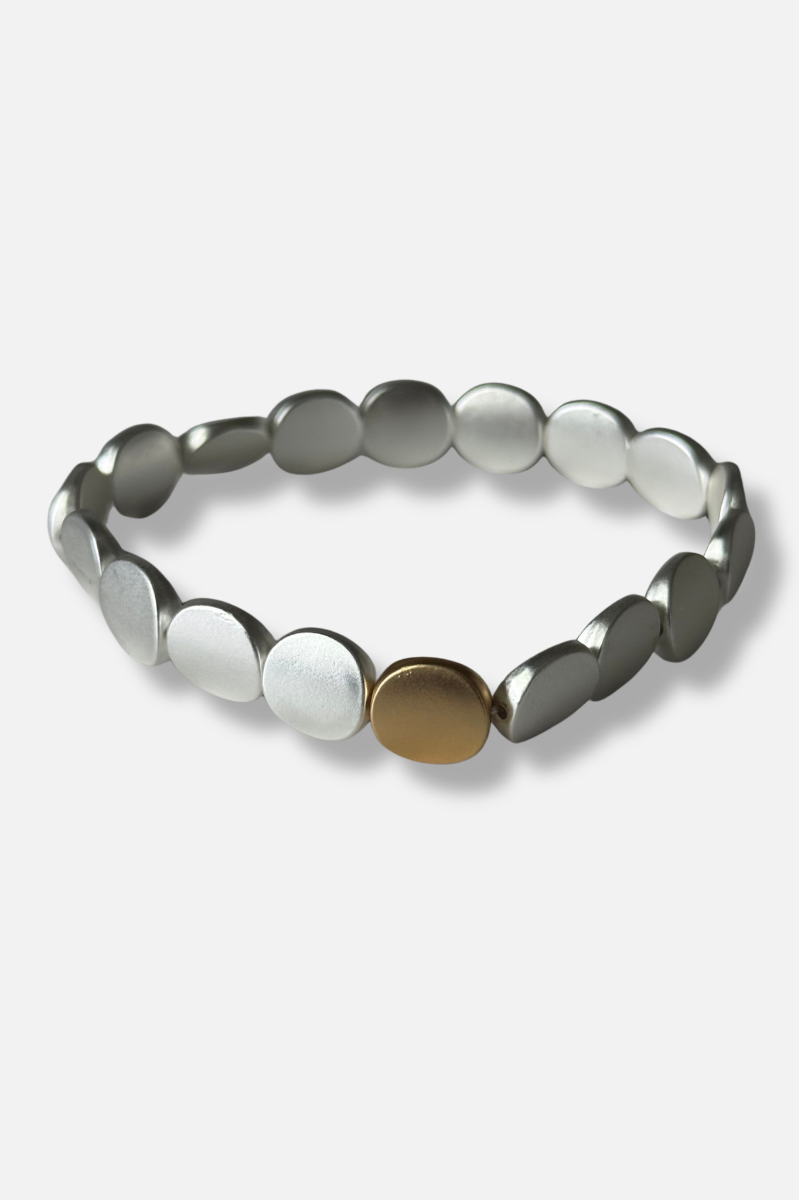 Disc Link & Chain Bracelet - Silver & Gold 