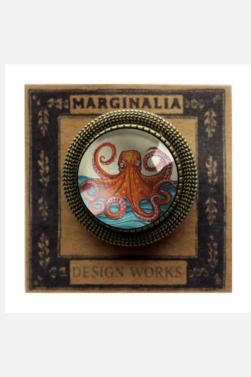 Glass Cabochon Brooch - Octopus