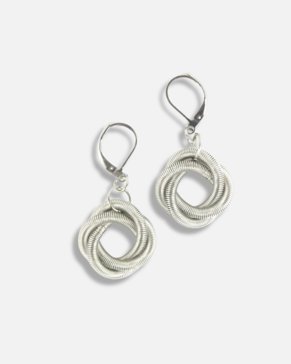 Twist Loop Dangle Earrings - Silver 