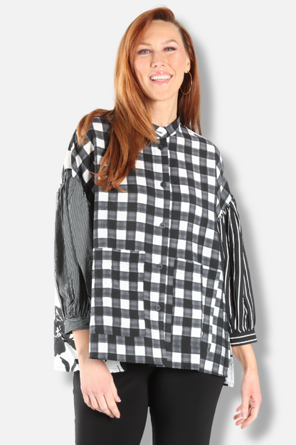 Mix Media Top - Black & White