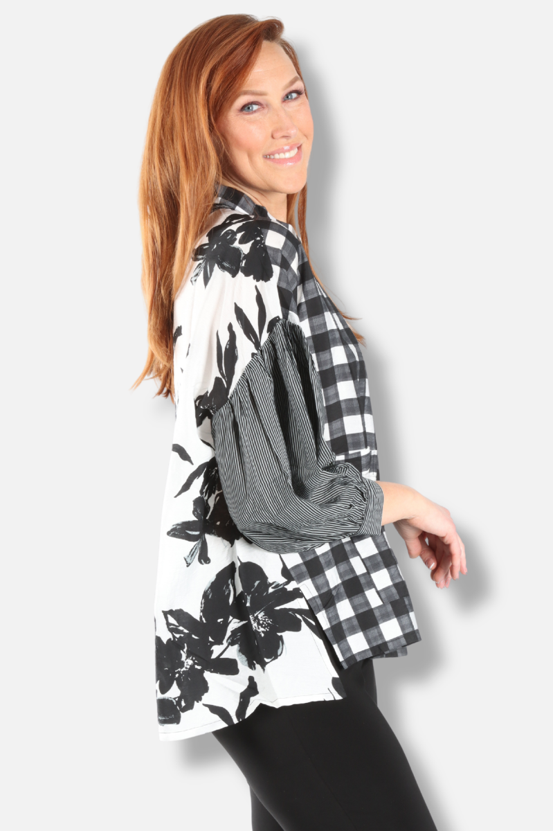 Mix Media Top - Black & White