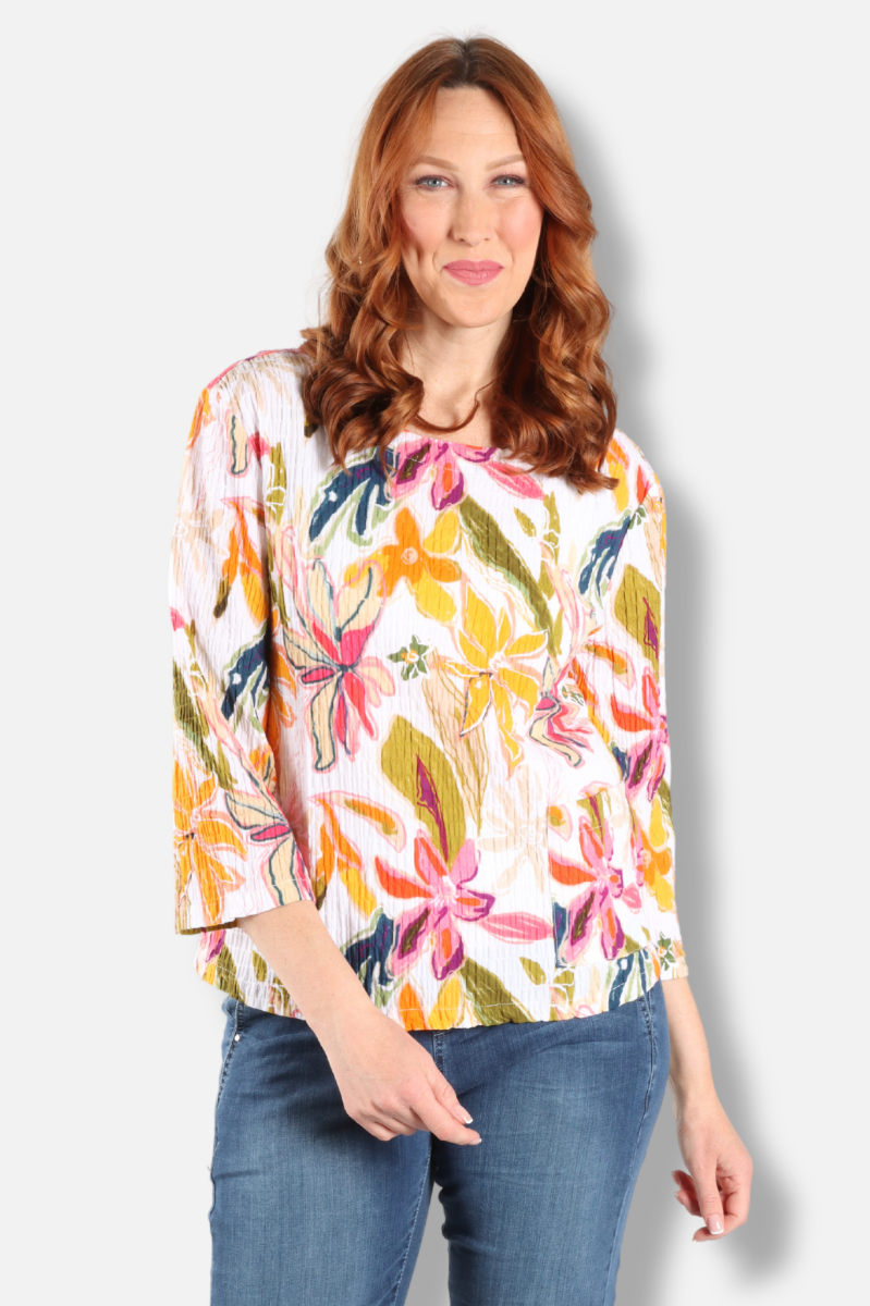 Button Detail Top - Floral