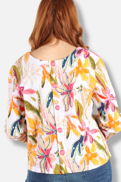 Button Detail Top - Floral