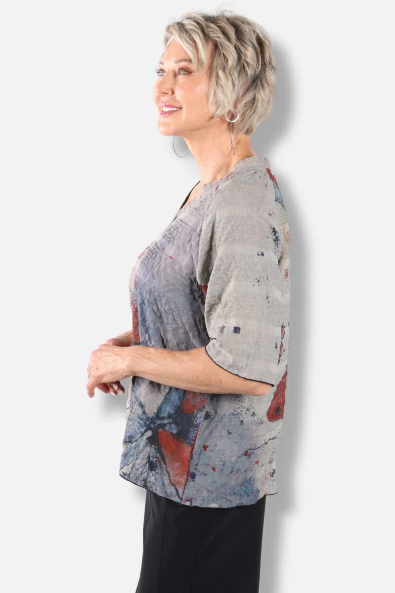 V-Neck Tee - Butterfly Abstract 