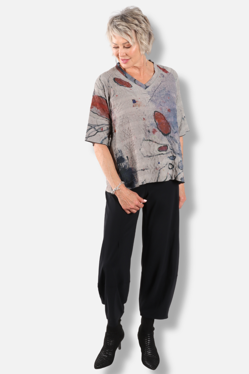 V-Neck Tee - Butterfly Abstract 