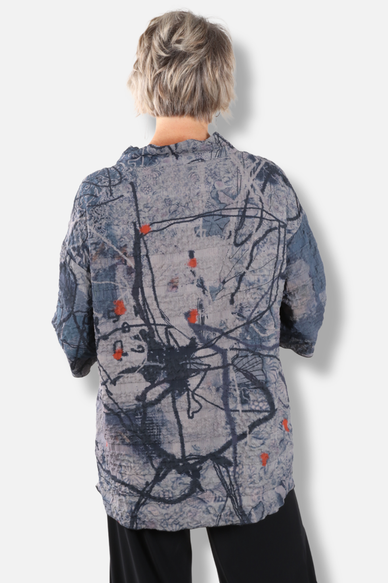 Mock Neck Tunic - Floral Abstract 