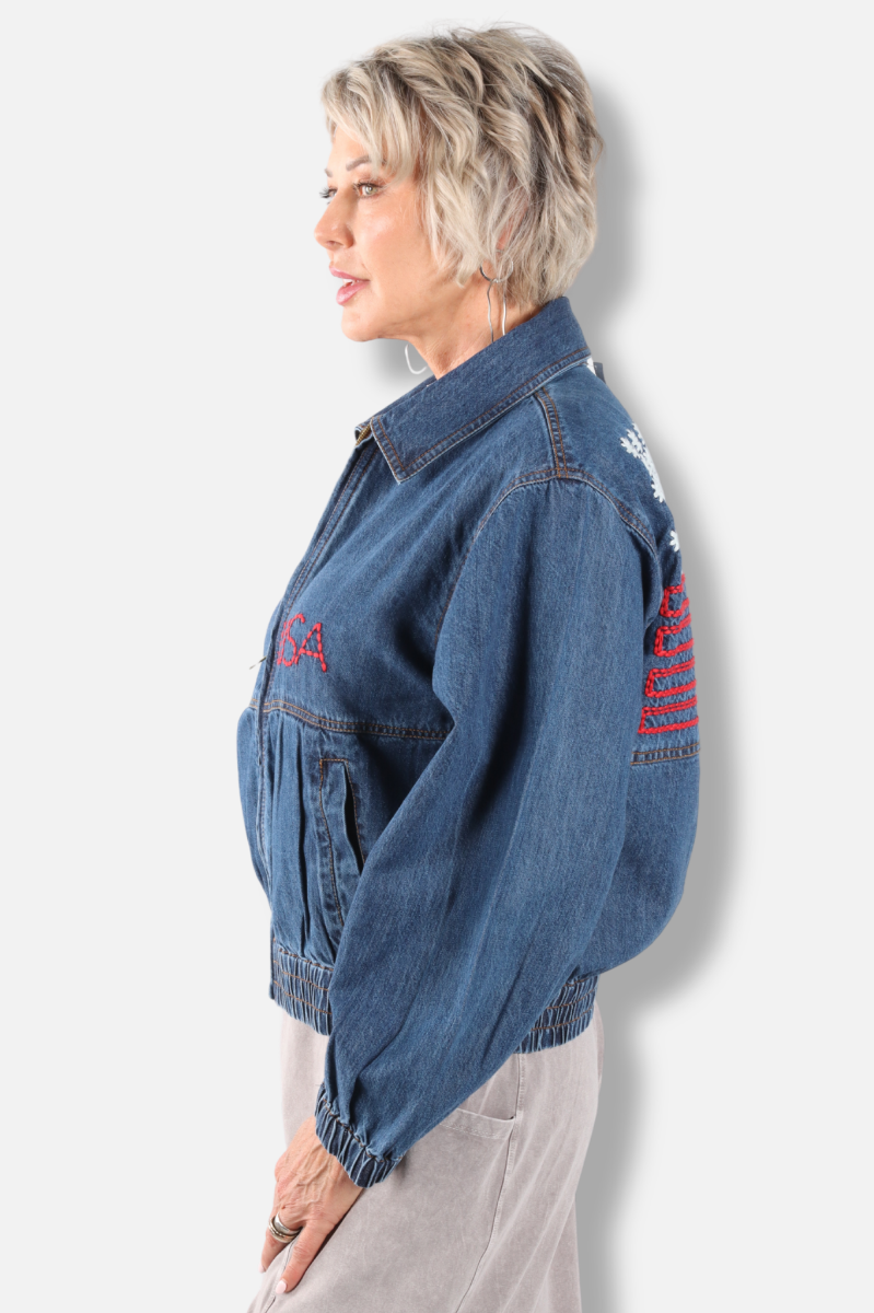 Denim Bomber Jacket - Indigo 