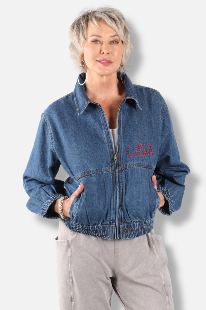 Denim Bomber Jacket - Indigo 