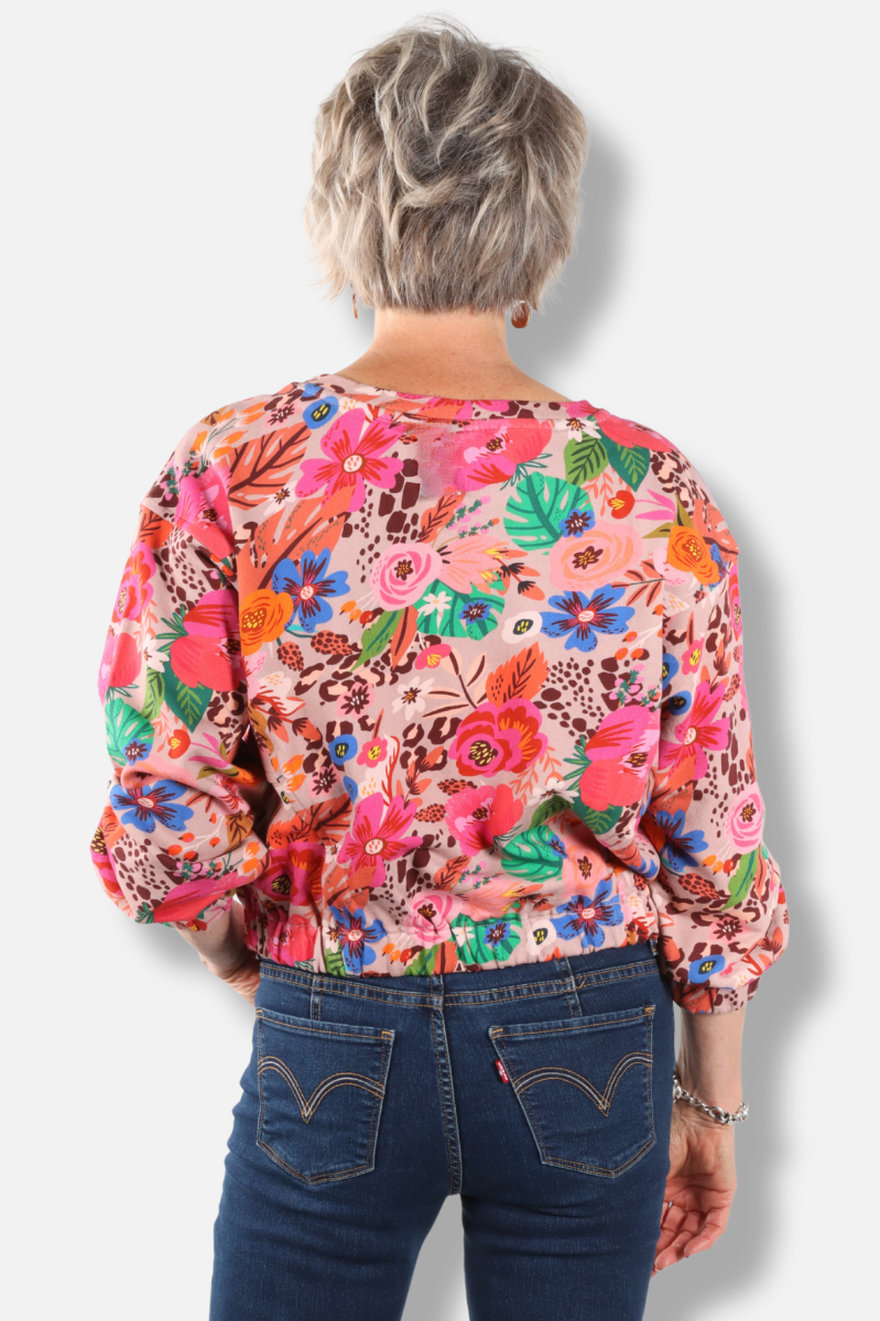 Blouson Hem Sweatshirt - Floral 