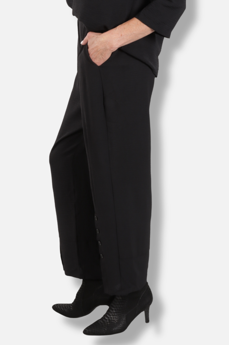 Button Front Pant  - Black 