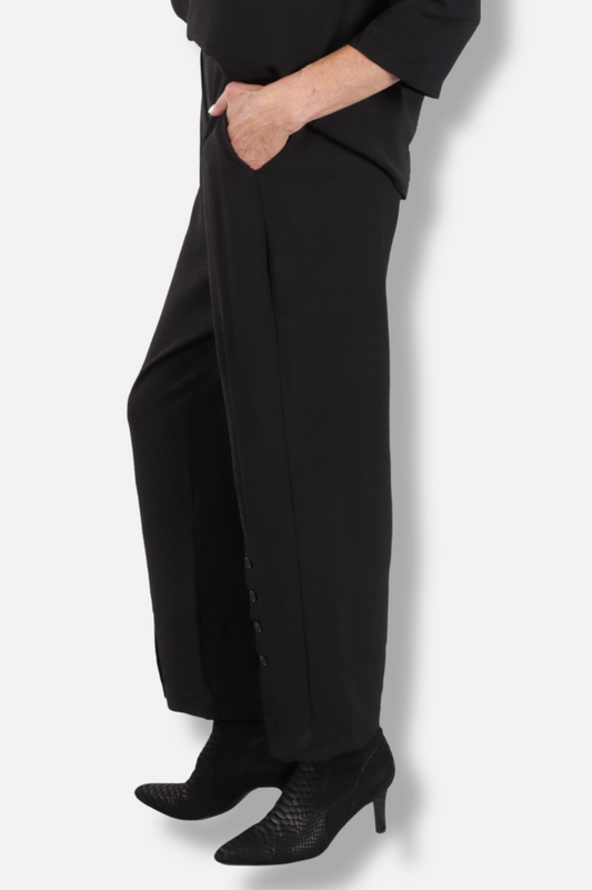 Button Front Pant  - Black 