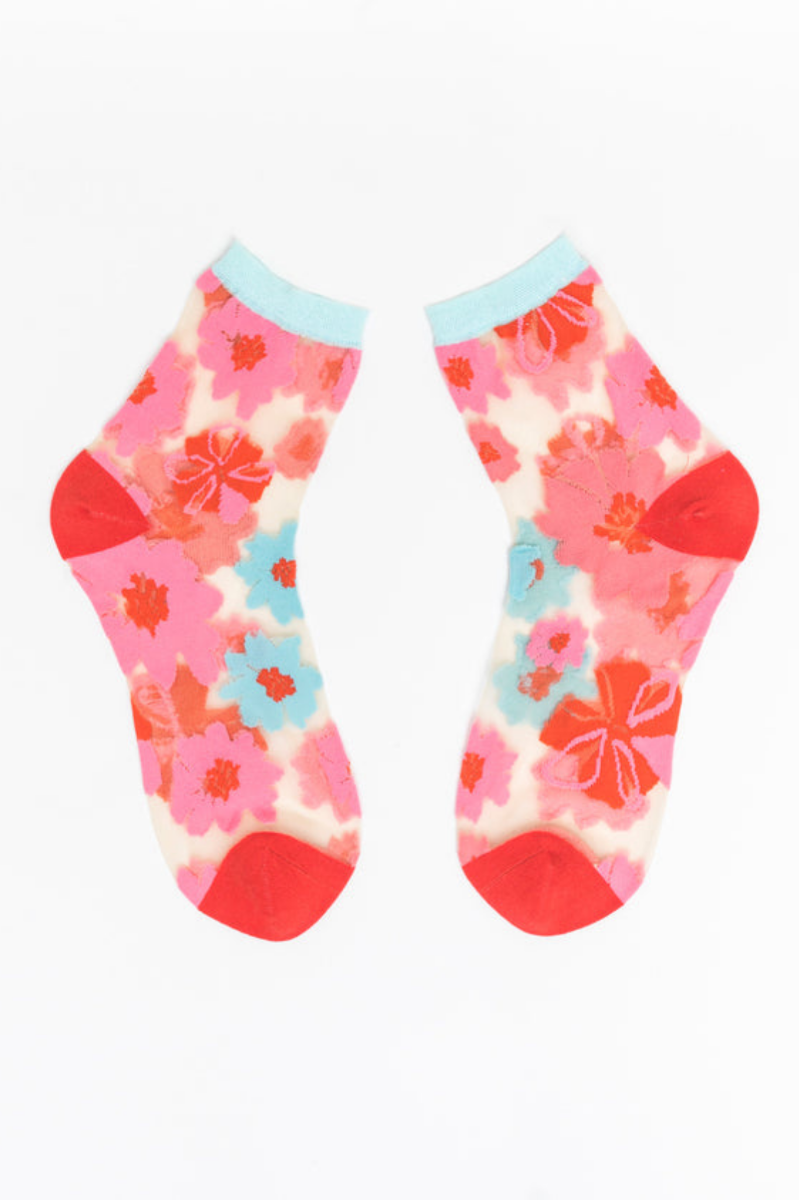 Sheer Sock - Ribbon Roses