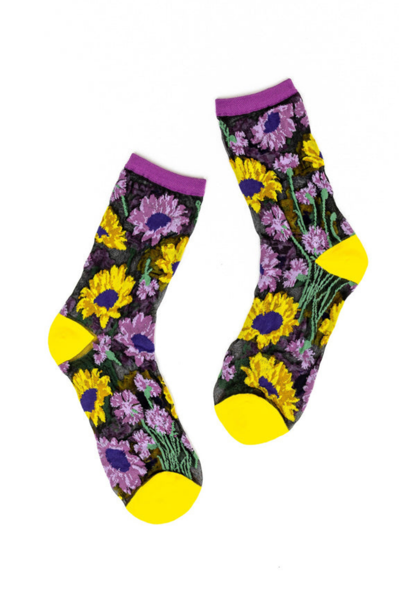 Sheer Sock - Mixed Sunflowers 