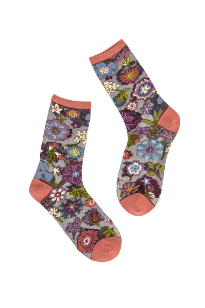 Sheer Sock - Dark Florals 