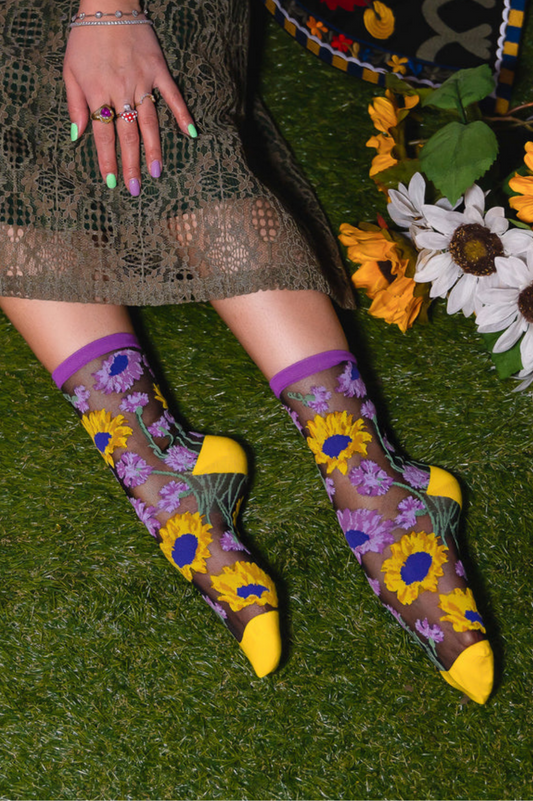 Sheer Sock - Mixed Sunflowers 