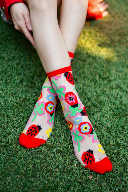 Sheer Sock - Lucky Ladybug 