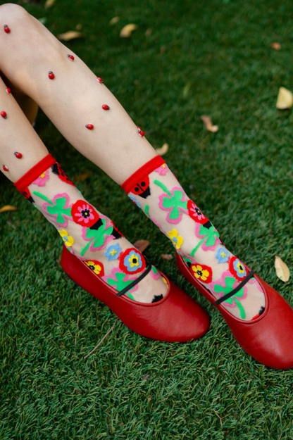 Sheer Sock - Lucky Ladybug 