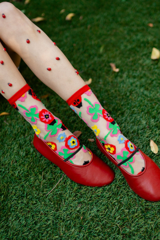Sheer Sock - Lucky Ladybug 