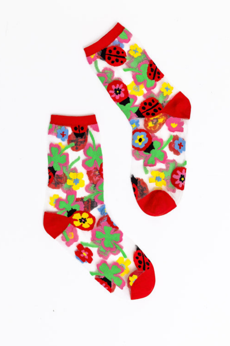 Sheer Sock - Lucky Ladybug 