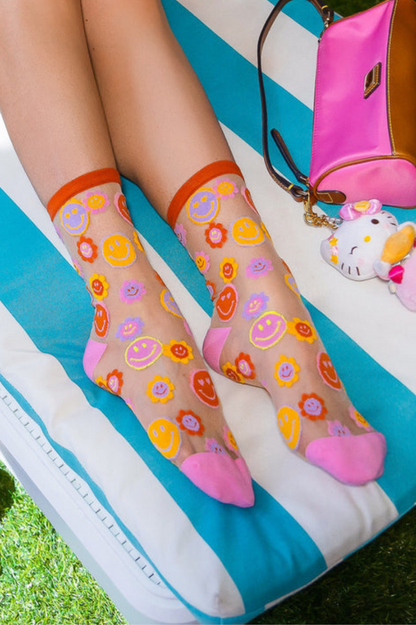 Sheer Sock - Smiley Face Daisy 